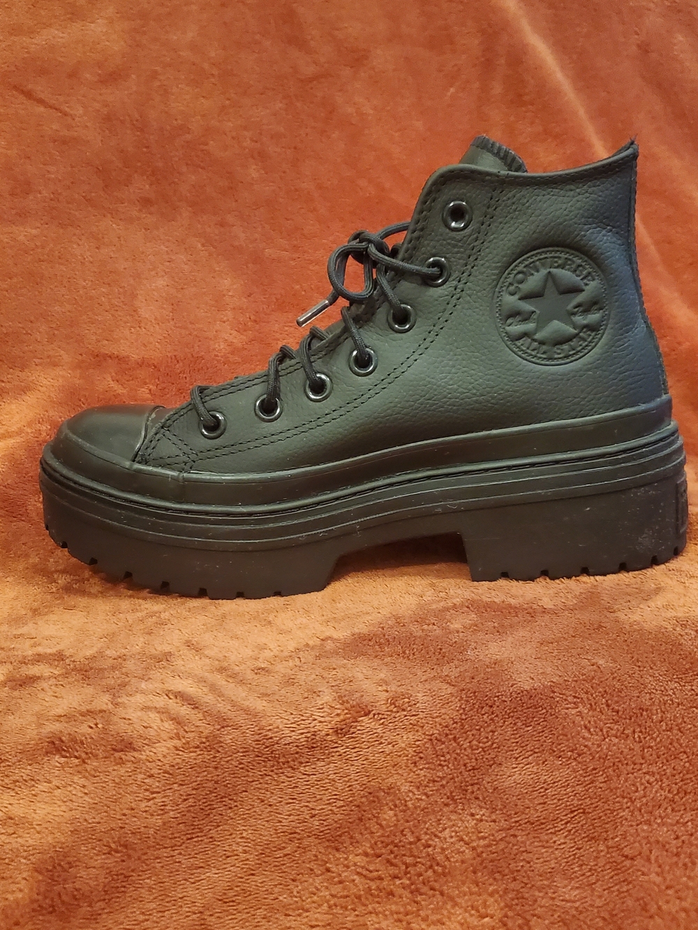 NEW Converse Chuck Taylor Black Leather Platform Lug-Sole High-Tops